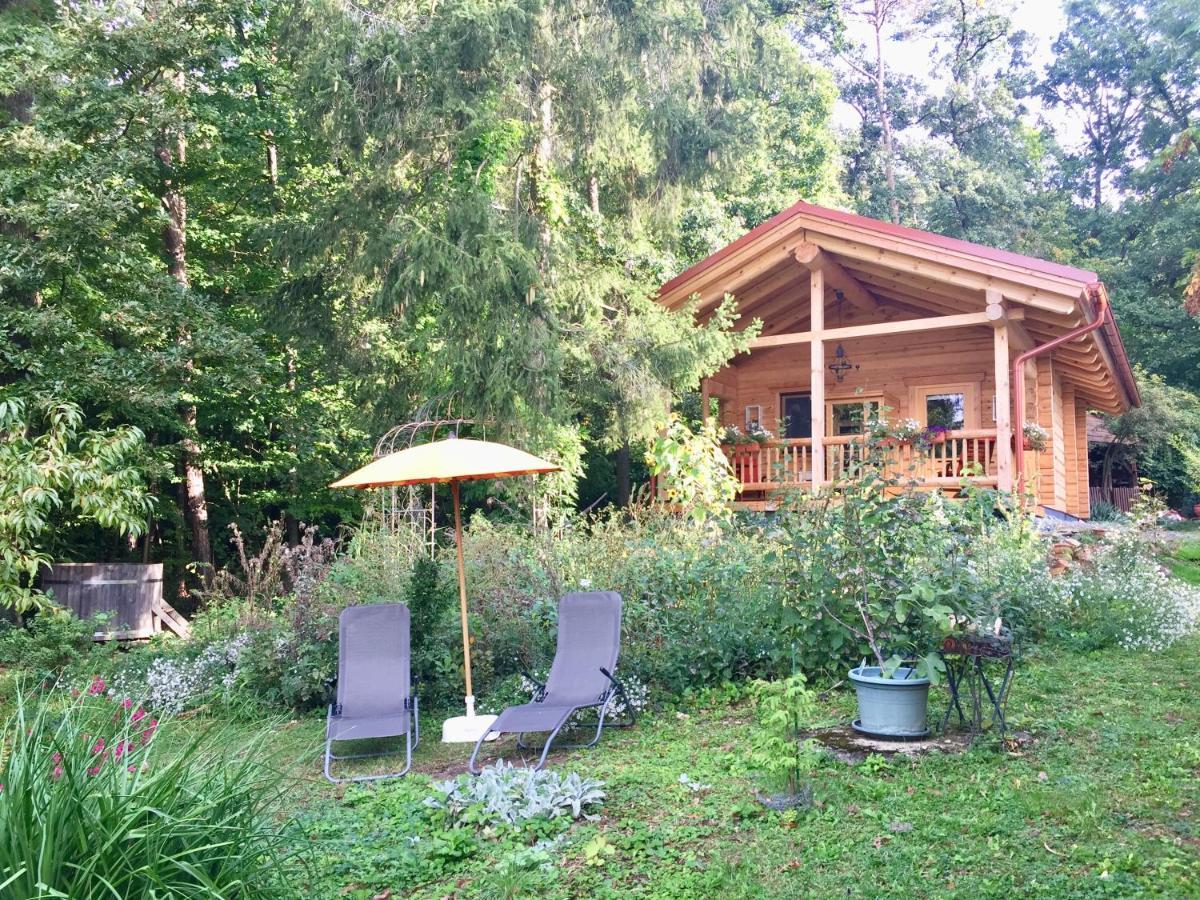 Blockhaus Chalet Mit Beheizbarem Badefass Und Infrarotsauna Auf Der Terrasse Oberschützen Extérieur photo